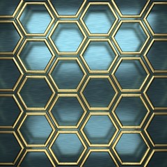blue metal background with yellow element
