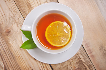 Cup of tea with lemon