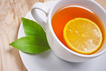 Cup of tea with lemon