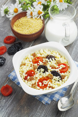 Millet porridge with dried apricots and prunes