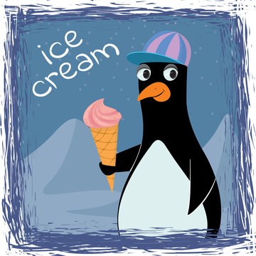 Penguin And Ice Cream