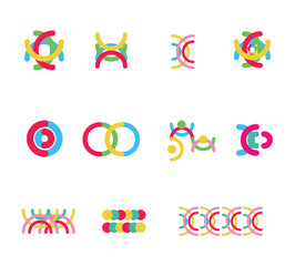 Set of bright abstract design elements for logo design