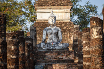 Back of Old buddha statue in Sukhothai Historical Park