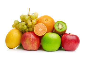 Composition with fruits isolated on a white