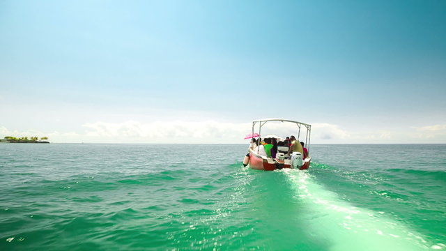 taxi boat ride with passengers in mauritius