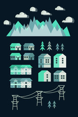 Town infographic elements. Vector city elements. Vector illustra