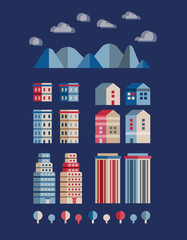Naklejka premium Town infographic elements. Vector city elements. Vector illustra