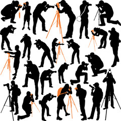 photographers big silhouettes collection - vector
