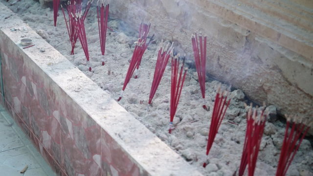 incense smoke in thai temple