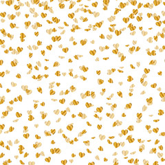 Vector Party Background with Golden Heart Confetti