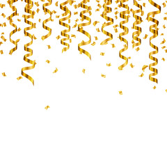 Fototapeta premium Vector Illustration of Golden Confetti and Party Streamers