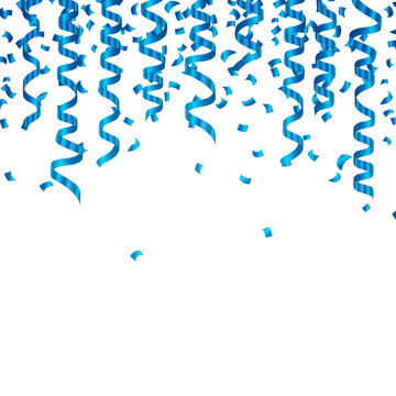 Vector Illustration of Blue Confetti and Party Streamers