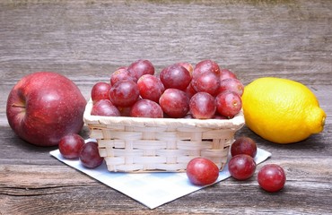 fruits on a wooden background