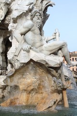 Detail of Bernini's Fountain in Piazza Navona - Rome Italy