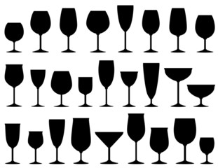 set of isolated wine and dessert glasses - 75927257