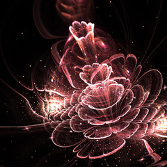 Red fractal flower with pollen, digital artwork - 75927846