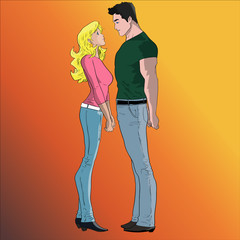 Vector illustration of a young couple