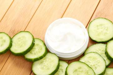 face mask with cucumber slices