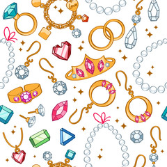 Jewelry items seamless light background. © rea_molko