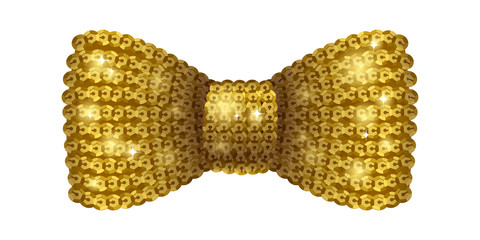 Golden sequins bow tie.