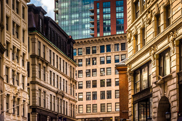 Fototapeta premium Architectural details of buildings in Boston, Massachusetts.