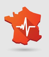 France map icon with a heart beat sign