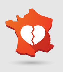 France map icon with a heart