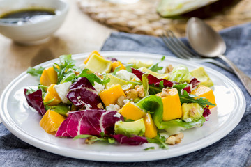 Avocado with Mango,Rocket and Walnut salad