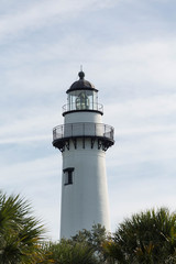 White Lighthouse out of Trees in Morning