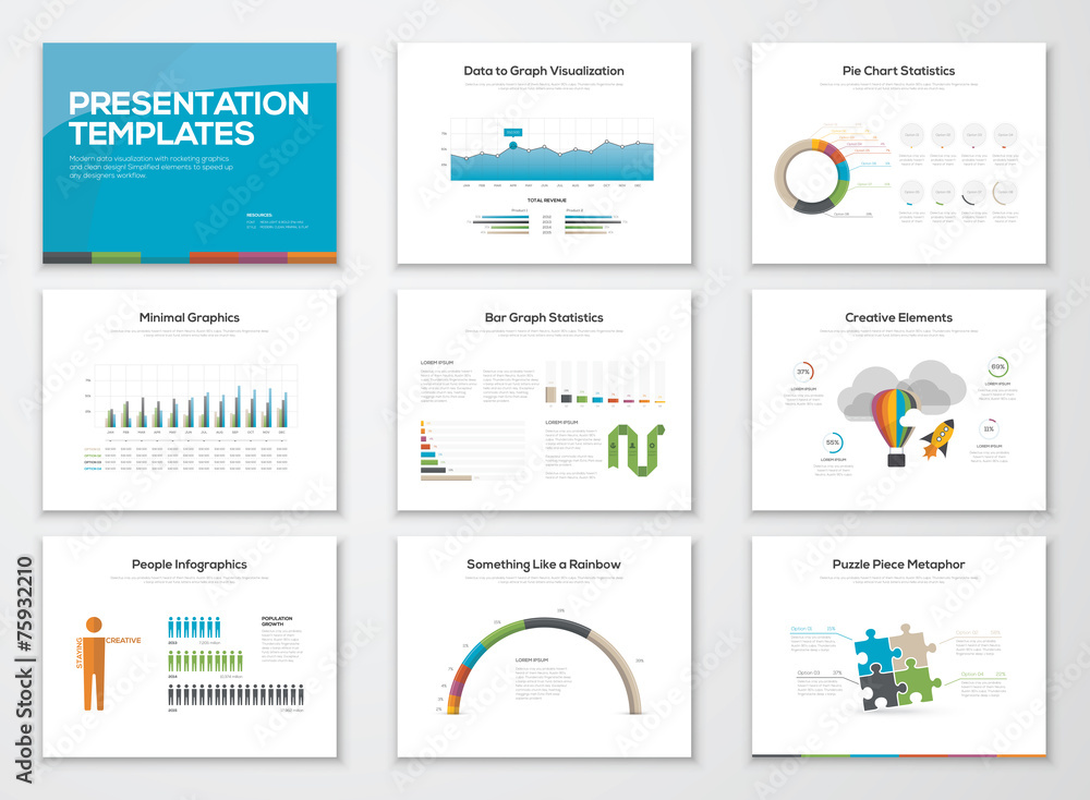 Aufkleber presentation slide templates and business vector brochures