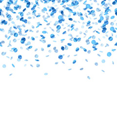 Blue confetti background. Seamless horizontal.