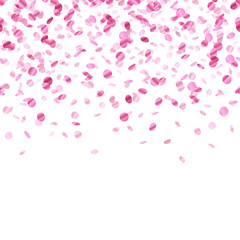 Pink confetti background. Seamless horizontal.
