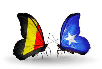 Two butterflies with flags Belgium and Somalia