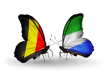 Two butterflies with flags Belgium and Sierra Leone