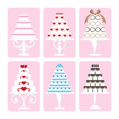 Vector set of wedding cake on isolated background