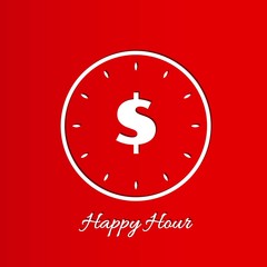 happy hour background with clock