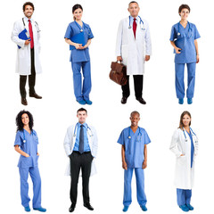 Medical workers full length portraits