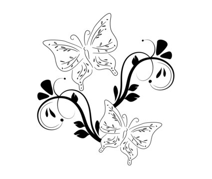 Butterflies with floral ornaments
