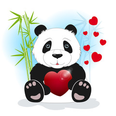 Panda keeps the heart, vector illustration