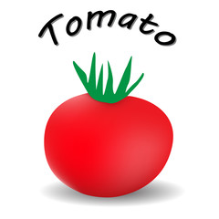 Tomato with shadow and the word