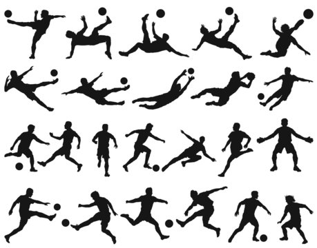 Soccer players vector silhouettes