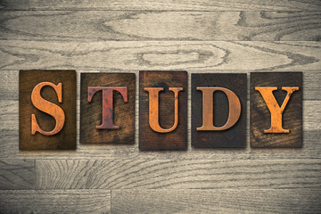 Naklejka premium Study Concept Wooden Letterpress Type