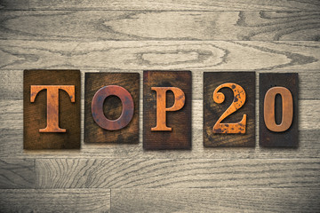 Fototapeta premium Top 20 Concept Wooden Letterpress Type