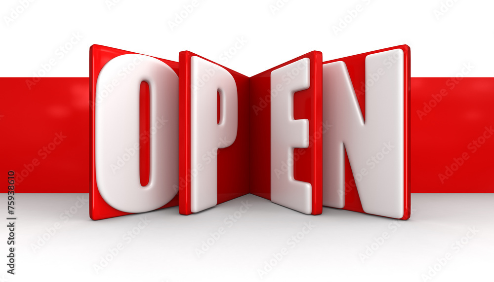 Poster label with open (clipping path included)