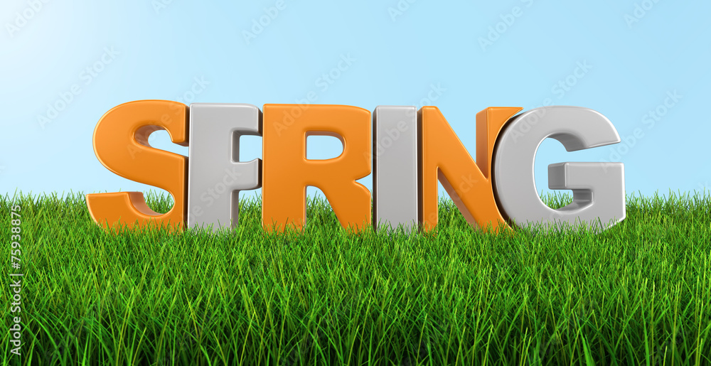 Poster spring on grass (clipping path included)