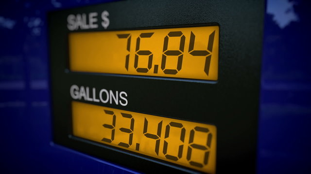Time lapse on display showing gas price increasing rapidly