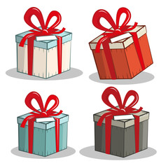 Retro Vector Gift Boxes Set