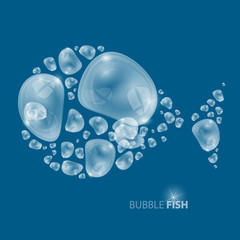 Vector Bubble Fish on Blue Background