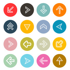 Vector Hatched Arrows Set in Colorful Circles