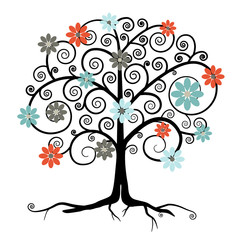 Vector Tree in Blossom Isolated on White Background